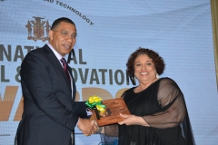 Dr Joy Spence recieves nominee recognition award from  Most Hon. Prime Minister  Andrew Holness for National Medal for Science and Technology.